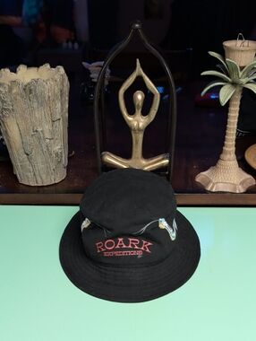 Roark Expeditions Black Bucket Hat with Snake Embroidery